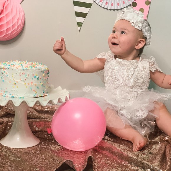 baby girl white lace romper set - Picture 1 of 9